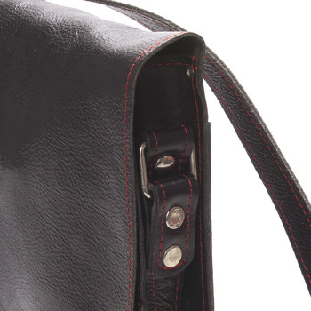 Černo-červená luxusní kožená taška přes rameno Kabea Luxor
