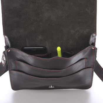 Černo-červená luxusní kožená taška přes rameno Kabea Luxor