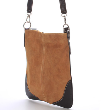 Dámská kožená crossbody kabelka camel - ItalY 10062