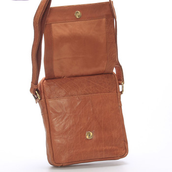 Pánská světle hnědá prošívaná kožená taška - Sendi Design Bris