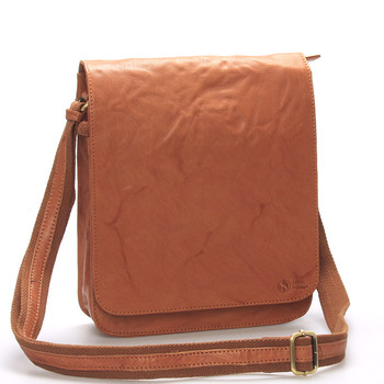 Větší světle hnědá crossbody pánská kožená brašna - Sendi Design Daril