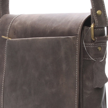 Moderní pánská středně velká kožená taška šedá Stephan