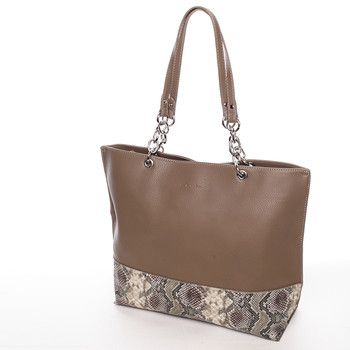 Velká prostorná dámská kabelka tmavá camel - David Jones Ajoga