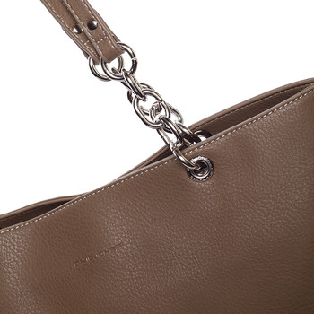 Velká prostorná dámská kabelka tmavá camel - David Jones Ajoga