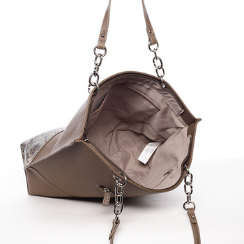 Velká prostorná dámská kabelka tmavá camel - David Jones Ajoga