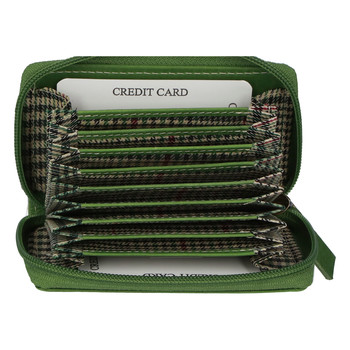 Hladké kožené pouzdro na kreditní karty zelené - Tomas Veeze