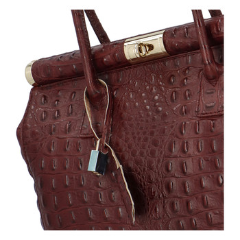 Módní originální dámská kožená kabelka do ruky bordo - ItalY Hila Kroko