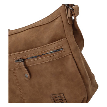 Střední měkká dámská crossbody kabelka camel - Enrico Benetti Enjoy