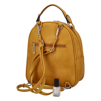 Dámský módní batůžek kabelka tmavě žlutý - FLORA&CO Jante