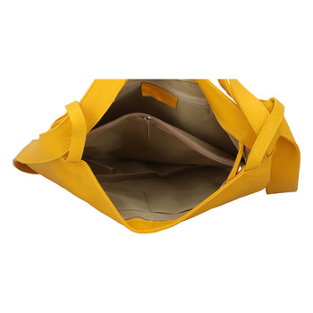 Dámská kožená kabelka přes rameno žlutá - ItalY Armáni