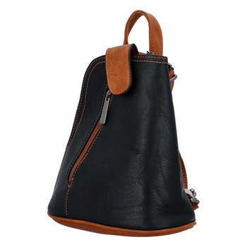 Malý dámský batůžek kabelka černo hnědý - Paolo Bags Conradine