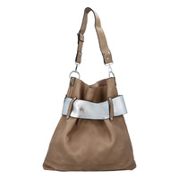 Luxusní dámská kabelka taupe stříbrná - Paolo Bags Manue