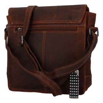 Pánská kožená crossbody taška hnědá - Greenwood Yassin