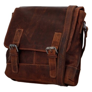 Pánská kožená crossbody taška hnědá - Greenwood Yassin