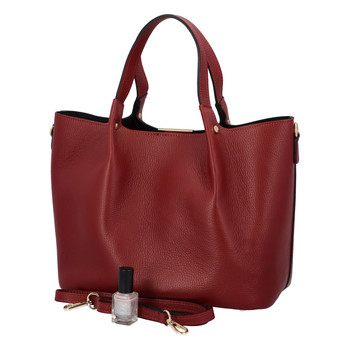 Dámská kožená kabelka tmavě červená - ItalY Werawont