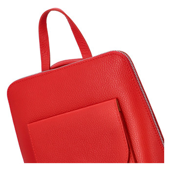Dámský kožený batůžek kabelka červený - ItalY Septends