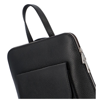 Dámský kožený batůžek kabelka černý - ItalY Septends