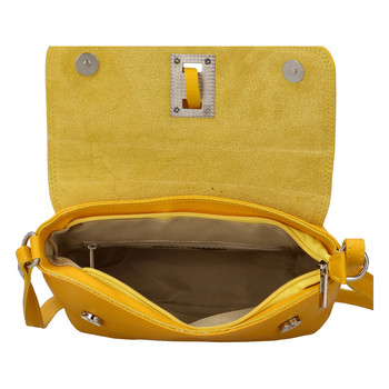 Dámská kožená crossbody kabelka žlutá - ItalY Porta