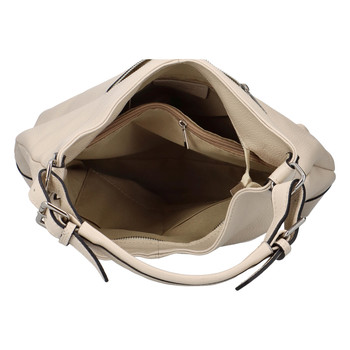 Dámská kožená kabelka béžová - ItalY Inpelle