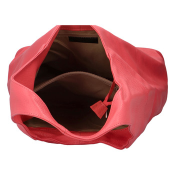 Dámská kožená kabelka přes rameno lososově růžová - ItalY SkyFull
