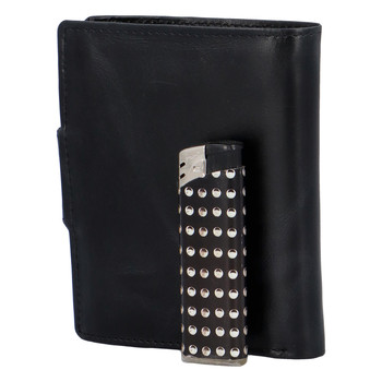 Pánská lesklá kožená peněženka černá - Tomas 75VO