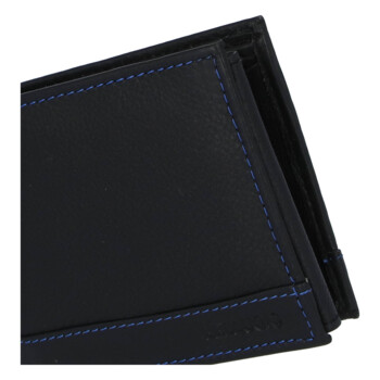 Pánská kožená peněženka černo/modrá - Bellugio Armen