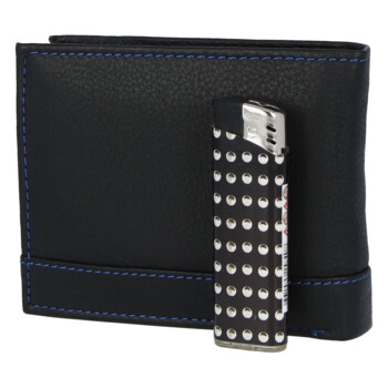 Pánská kožená peněženka černo/modrá - Bellugio Armen