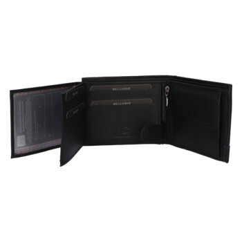 Pánská kožená peněženka černo/modrá - Bellugio Armen