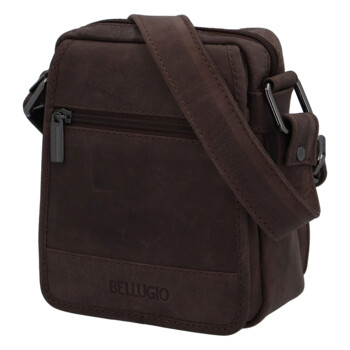 Pánská kožená crossbody taška tmavě hnědá - Bellugio Narell