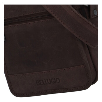 Pánská kožená crossbody taška tmavě hnědá - Bellugio Narell
