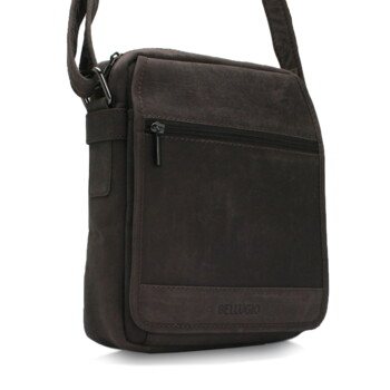 Pánská kožená crossbody taška hnědá - Bellugio Dagomal
