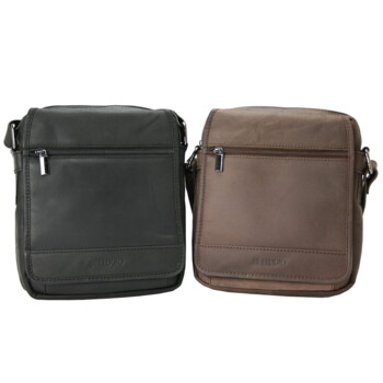 Pánská kožená crossbody taška hnědá - Bellugio Dagomal