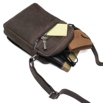 Pánská kožená crossbody taška hnědá - Bellugio Dagomal