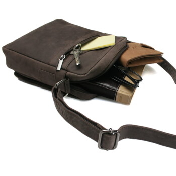 Pánská kožená crossbody taška hnědá - Bellugio Dagomal