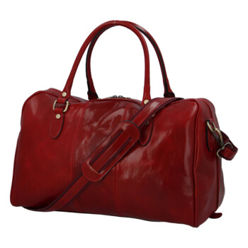Cestovní kožená taška červená - Delami Vera Pelle Equado