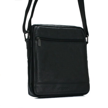 Pánská kožená crossbody taška černá - Bellugio Hayes