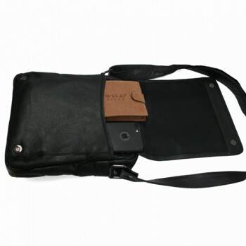 Pánská kožená crossbody taška černá - Bellugio Hayes