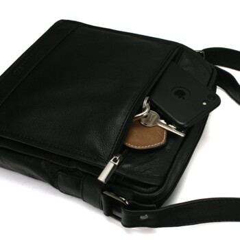 Pánská kožená crossbody taška černá - Bellugio Hayes