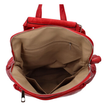 Prostorný koženkový batoh Karolin, červený