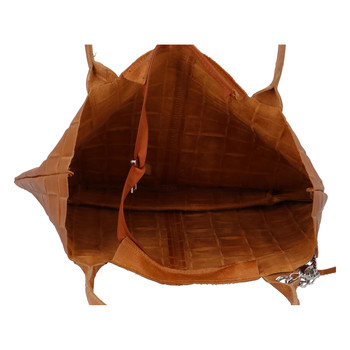 Dámská kožená kabelka přes rameno koňaková - Italy Headher