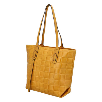 Dámská originální kožená kabelka žlutá - ItalY Drue