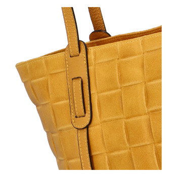 Dámská originální kožená kabelka žlutá - ItalY Drue