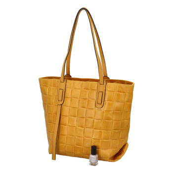 Dámská originální kožená kabelka žlutá - ItalY Drue