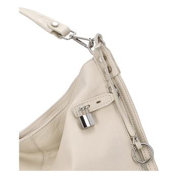 Velká kožená dámská kabelka béžová - ItalY Celinda Mat