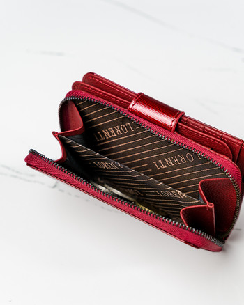 Módní kožená peněženka lakovaná červená - Lorenti 115SH