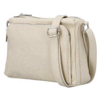 Dámská kožená crossbody kabelka světle béžová - ItalY Bandit