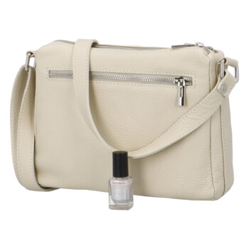 Dámská kožená crossbody kabelka světle béžová - ItalY Bandit