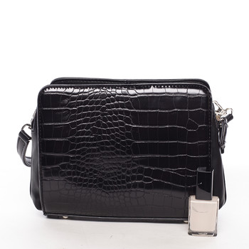 Dámská crossbody kabelka černá s hadím vzorem - David Jones Snake