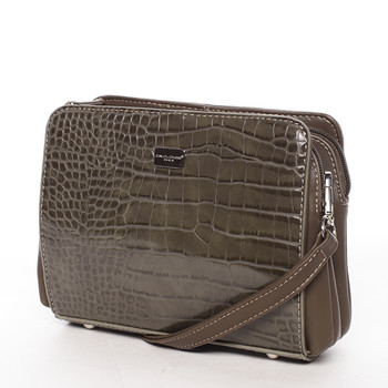 Dámská crossbody kabelka khaki s hadím vzorem - David Jones Snake