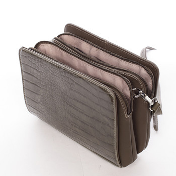 Dámská crossbody kabelka khaki s hadím vzorem - David Jones Snake
